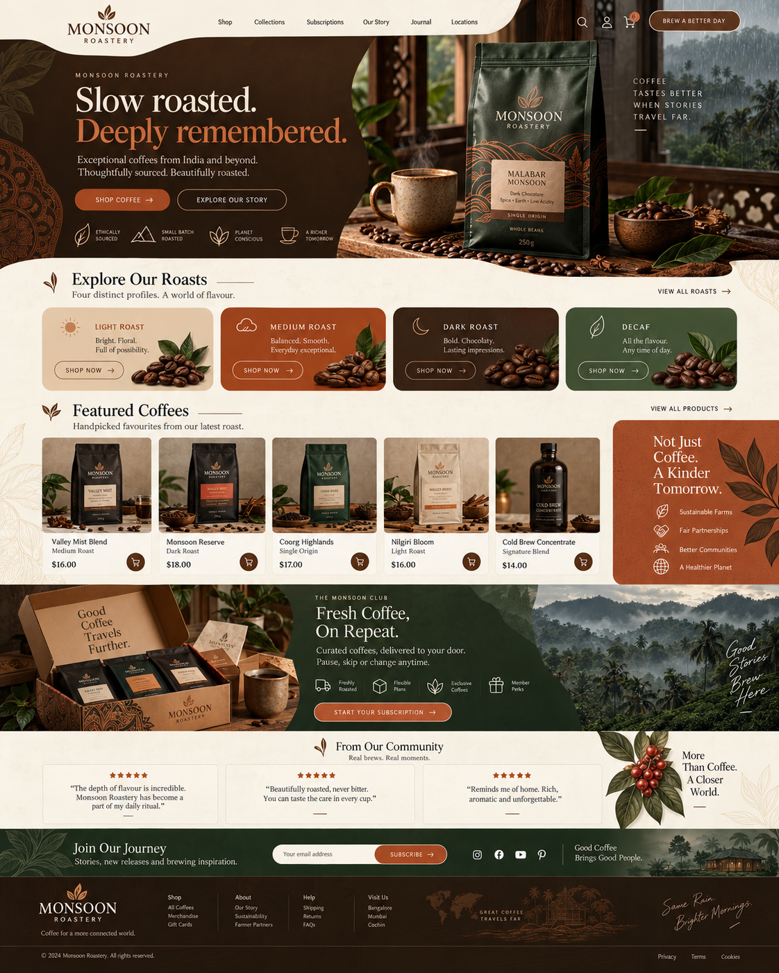 Monsoon Roastery full specialty coffee ecommerce website design